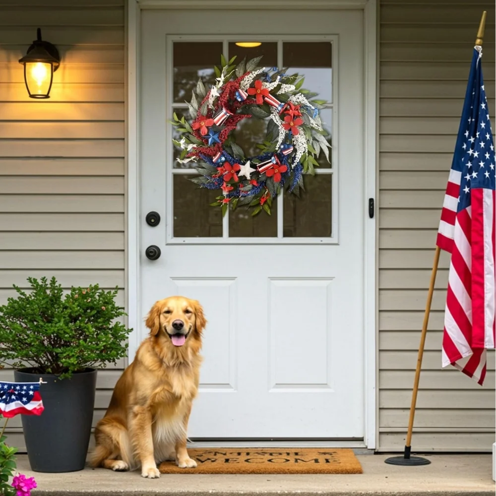 Patriotic 4th Of July Memorial Day Independence Day Wreath Brand New